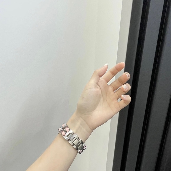 NEW Strap Chain Leather Stainless Band For Apple Watch - SP - Picture 6 of 7